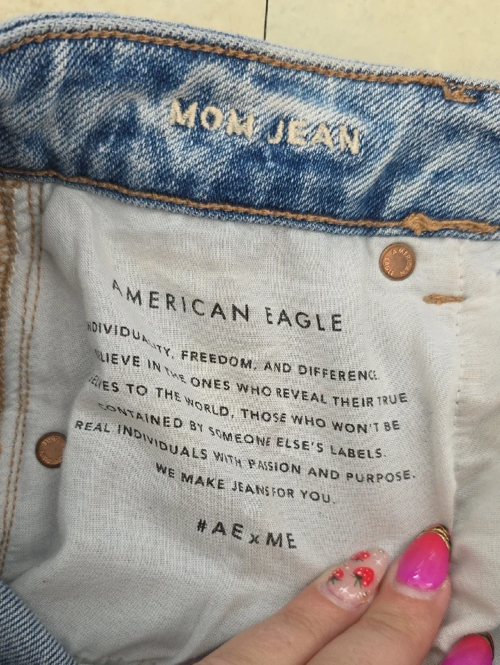 AE Distressed Straight Leg Mom Jeans 2